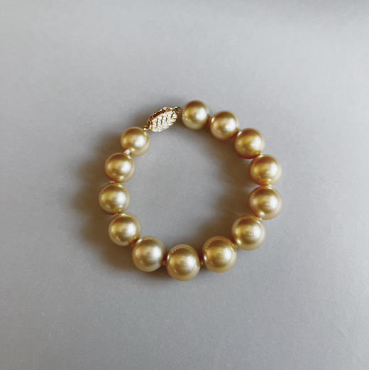 CLASSIC系列 直径12.0-12.6mm天然金色南洋珠手链 商品图3