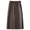 丁摩 中长款开叉半身皮裙女秋冬季新款高腰a字显瘦包臀一步直筒长裙子5ZF-8862 商品缩略图4
