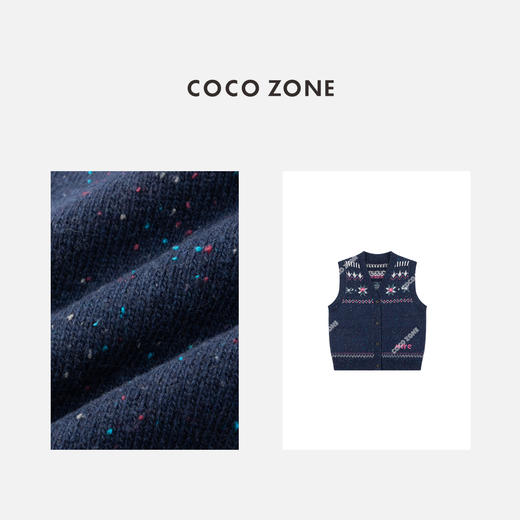 COCO ZONE 设计感V领针织背心时尚单排扣上衣CC2D2362 商品图2