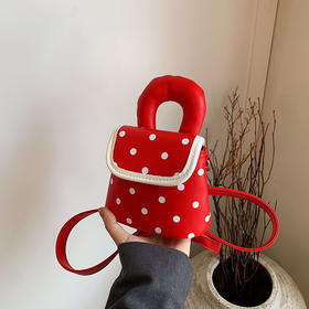 雀说 PU复古波点包甜酷少女斜挎包洋气亲子口红配饰包公主手拎包5ZF-945