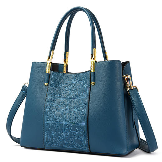 丁摩 高级感刺绣国风真皮女包新款中年女包妈妈包大容量手提斜挎包5ZF-Y855 商品图5