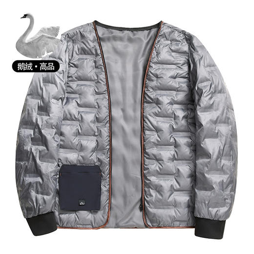 丁摩 【高端牛奶丝】90白鹅绒羽绒服男秋冬商务休闲翻领中厚高档外套5ZF-11220 商品图3