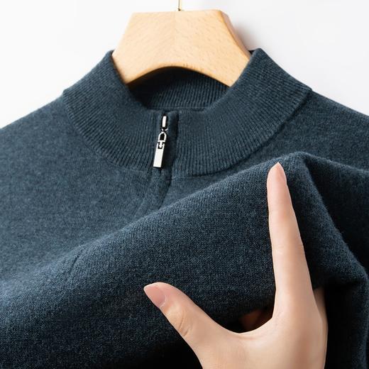 丁摩 男士100纯羊毛半高领秋冬加厚保暖打底衫拉链休闲针织毛衣5ZF-11223 商品图7