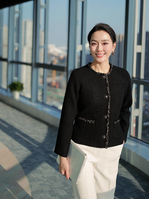 “赫本衣橱”粗花呢简约圆领小香夹克外套 商品图4