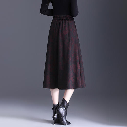 垂感修身印花中长款通勤时尚A字裙MYX8832 商品图2