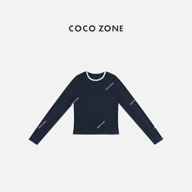COCO ZONE 时尚假两件打底衫拼色小众长袖T恤CC1D2456