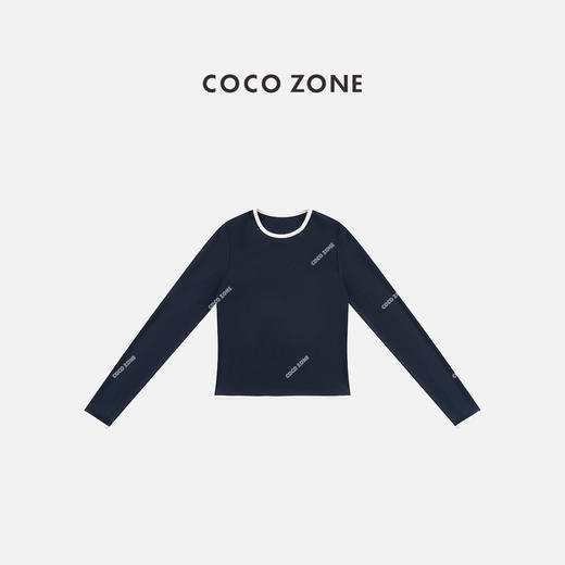 COCO ZONE 时尚假两件打底衫拼色小众长袖T恤CC1D2456 商品图0