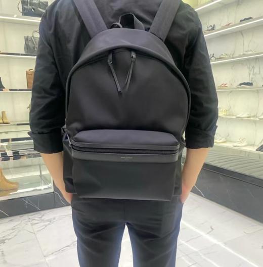SAINT LAURENT圣罗兰 YSL City 烫印Logo 尼龙拼皮 书包双肩包 黑色（CB） 商品图9