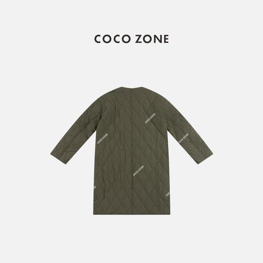 COCO ZONE 复古高级感菱格纯色圆领保暖棉服CC2D2520 商品图1