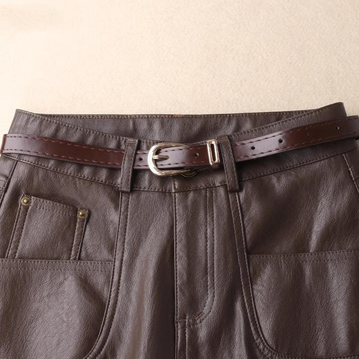 丁摩 中长款开叉半身皮裙女秋冬季新款高腰a字显瘦包臀一步直筒长裙子5ZF-8862 商品图2