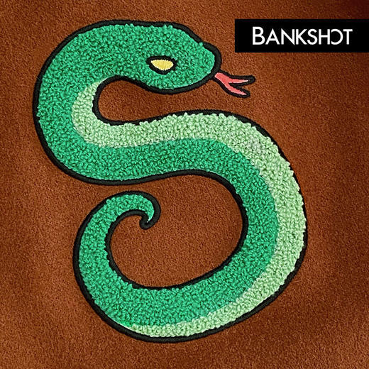 【听老杨原创】贪吃蛇主题刺绣/毛巾绣 PU皮袖棒球服 商品图7