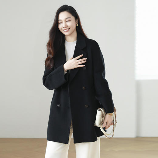 火桐hooton 大艺术家 30羊驼毛羊毛六粒扣短款大衣22717 商品图5