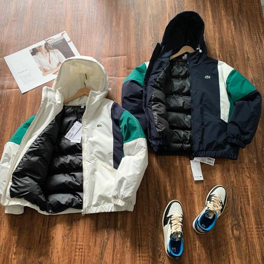 法国鳄鱼男装时尚通勤拼色连帽保暖面包服棉服外套 商品图0