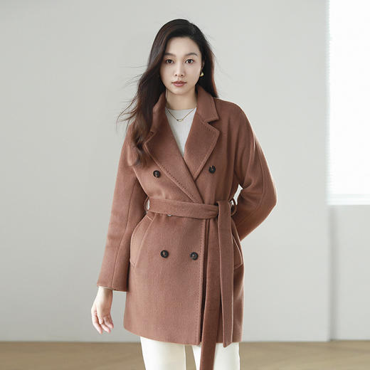 火桐hooton 大艺术家 30羊驼毛羊毛六粒扣短款大衣22717 商品图2
