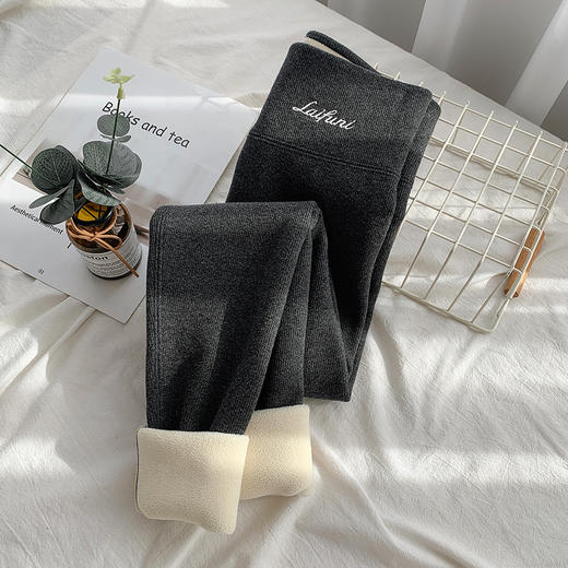 【 拍1发2 羊羔绒打底裤女外穿】冬季螺纹高腰紧身显瘦秋裤加绒加厚保暖棉裤 商品图7