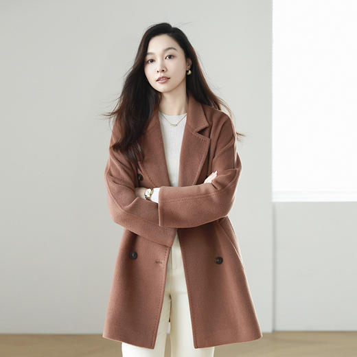 火桐hooton 大艺术家 30羊驼毛羊毛六粒扣短款大衣22717 商品图1