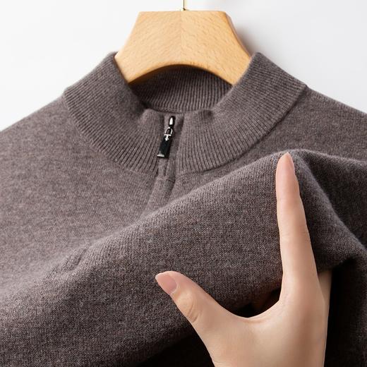 丁摩 男士100纯羊毛半高领秋冬加厚保暖打底衫拉链休闲针织毛衣5ZF-11223 商品图2