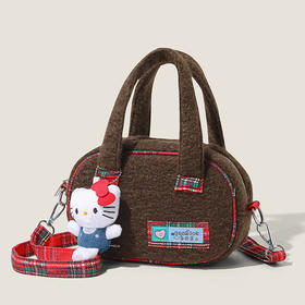 雀说 毛呢保龄球包包女可爱新款糖果色手提包时尚百搭单肩斜挎手机包女5ZF-1129