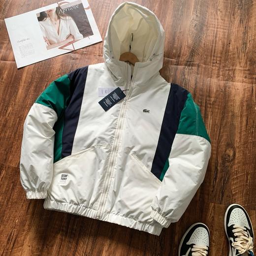 法国鳄鱼男装时尚通勤拼色连帽保暖面包服棉服外套 商品图3