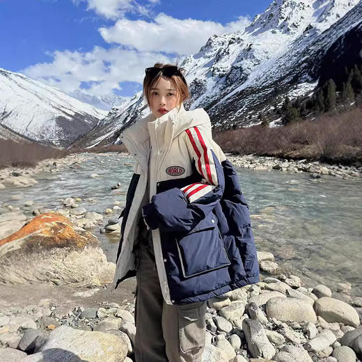 冬季新款棉服女大码撞色情侣面包服厚棉衣宽松保暖棉袄外套潮 商品图1