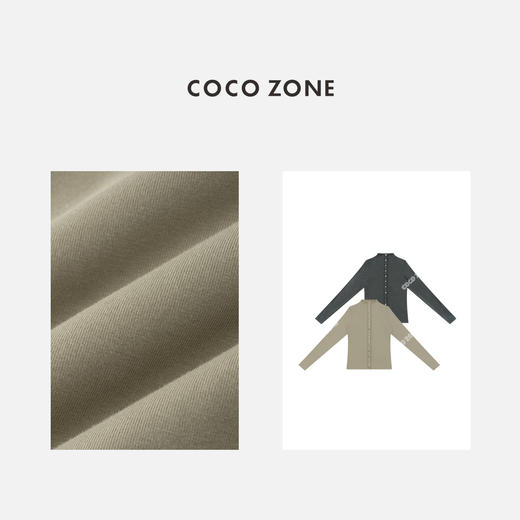 COCO ZONE 冬季加绒简约立领单排扣长袖开衫T恤CC1D2749 商品图2