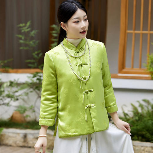 YFN22162改良旗袍2024年冬新款夹棉汉服上衣中式冬装复古棉袄唐装女中国风 商品图2