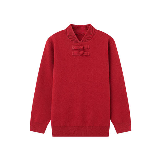 【团购价69.9】多多家男童红色毛衣针织衫2025新款秋冬季儿童加厚新年盘扣上衣潮9801 商品图3