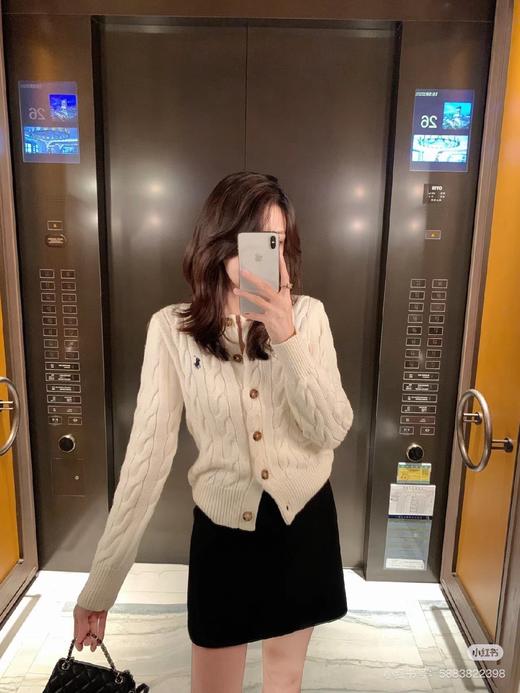 拉夫家RL胸前经典战马刺绣绞花纹麻花纽绳排扣针织毛衣开衫 商品图2