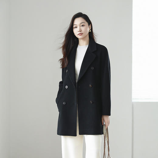 火桐hooton 大艺术家 30羊驼毛羊毛六粒扣短款大衣22717 商品图4