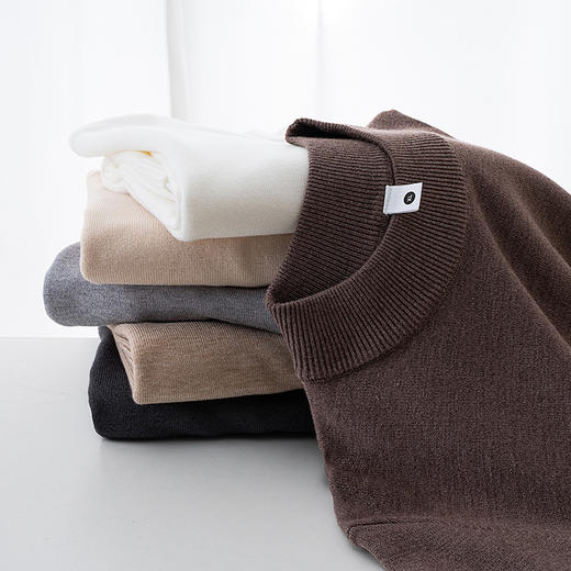 【特价109元2件】男士纯色毛衣 秋冬季保暖中领内搭单穿针织上衣 商品图3