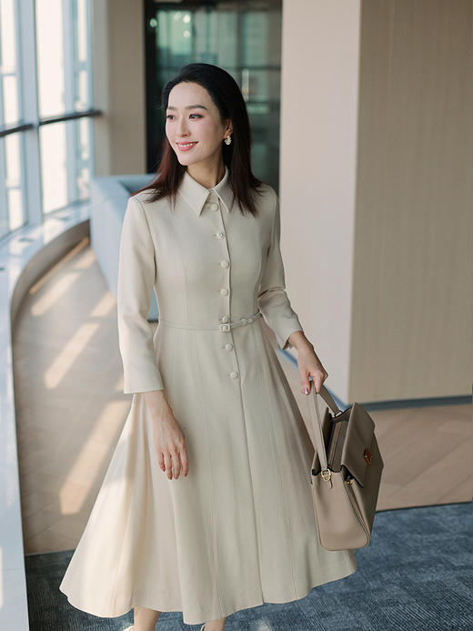 “赫本衣橱”全羊毛超大伞摆 优雅气质款 腰带连衣裙 商品图1