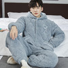 【比羽绒服还暖和】男士三层夹棉珊瑚绒睡衣  冬季可外穿加绒加厚保暖法兰绒家居服 商品缩略图5