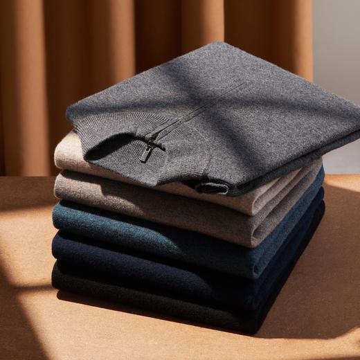 丁摩 男士100纯羊毛半高领秋冬加厚保暖打底衫拉链休闲针织毛衣5ZF-11223 商品图3