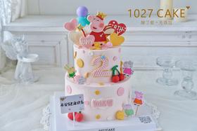 1027CAKE |  小猪佩奇双层蛋糕  翻糖装饰