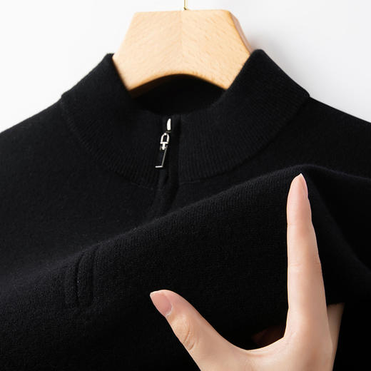 丁摩 男士100纯羊毛半高领秋冬加厚保暖打底衫拉链休闲针织毛衣5ZF-11223 商品图1