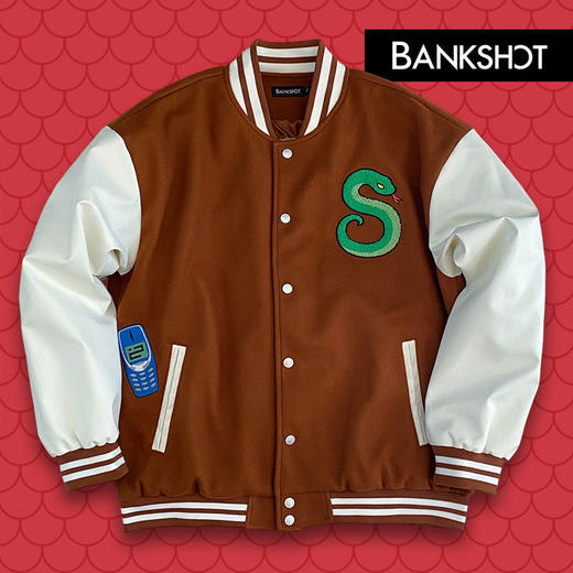 【听老杨原创】贪吃蛇主题刺绣/毛巾绣 PU皮袖棒球服 商品图4