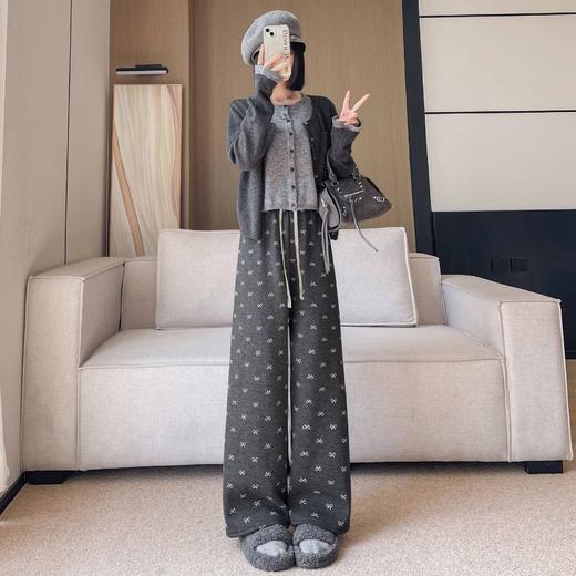 【秋冬季加绒加厚 蝴蝶结糯米裤】高腰阔腿裤直筒长裤山本裤阔腿裤 商品图4