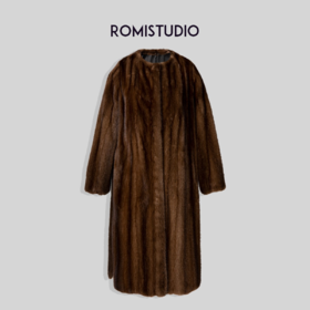 ROMI STUDIO【高定系列】中古款帕斯条本色貂大衣W2637