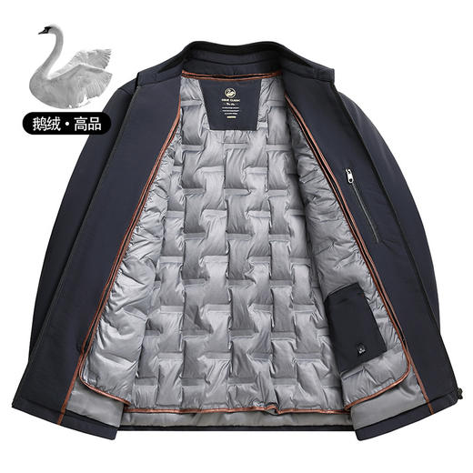 丁摩 【高端牛奶丝】90白鹅绒羽绒服男秋冬商务休闲翻领中厚高档外套5ZF-11220 商品图2