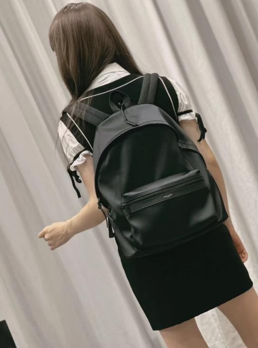 SAINT LAURENT圣罗兰 YSL City 烫印Logo 尼龙拼皮 书包双肩包 黑色（CB） 商品图6