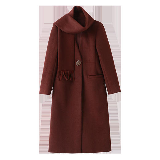 24年冬装新款舒适领型搭配可拆卸围脖适用不同场合毛呢大衣SNX3053 商品图4