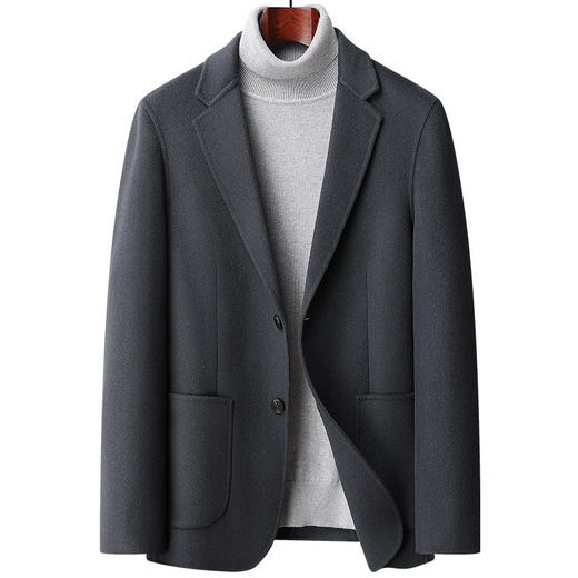 红览 春秋100%羊毛西装手工缝制双面呢西服男士修身小西装羊毛外套男装5ZF-85045 商品图4