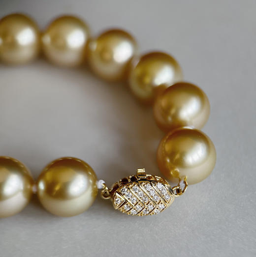 CLASSIC系列 直径12.0-12.6mm天然金色南洋珠手链 商品图2