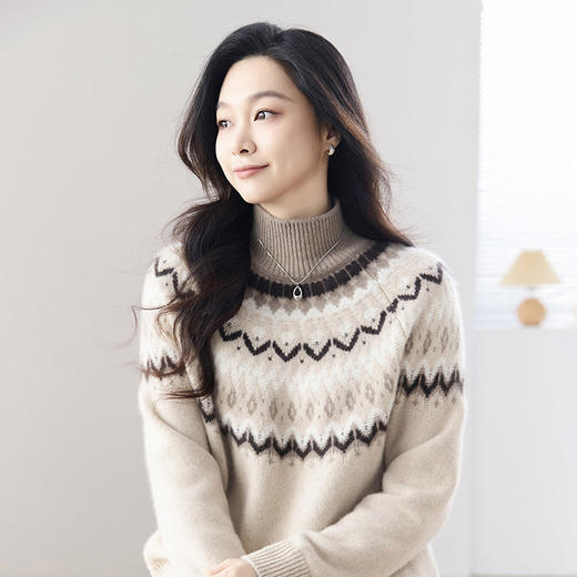 火桐hooton 费尔岛 山羊绒半高领套头衫24A713 商品图1