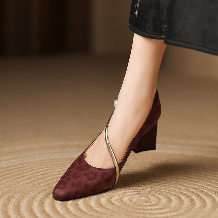 【预售5天】豹纹高级感牛皮单鞋2025新款气质高雅女式浅口粗跟女鞋LD&7264