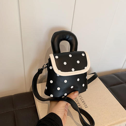 雀说 PU复古波点包甜酷少女斜挎包洋气亲子口红配饰包公主手拎包5ZF-945 商品图7