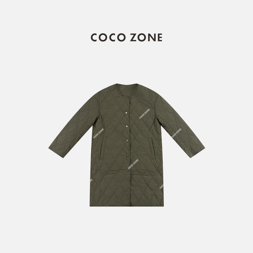 COCO ZONE 复古高级感菱格纯色圆领保暖棉服CC2D2520 商品图0