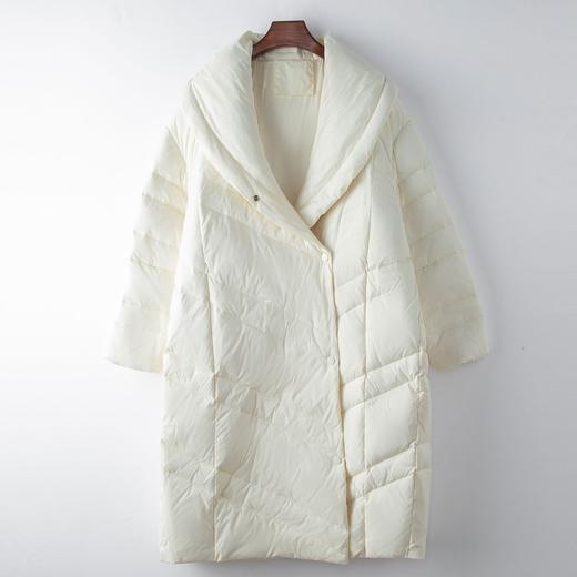丁摩 冬季宽松大码女装长款茧型羽绒服90鹅绒保暖外套5ZF-12010B 商品图2