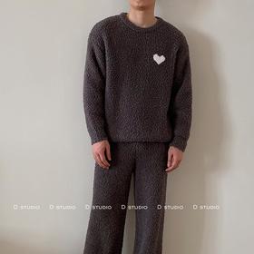杜小宅半边绒睡衣男冬季家居服套装爱心软绵绵加绒加厚家居服套装