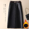 丁摩 中长款开叉半身皮裙女秋冬季新款高腰a字显瘦包臀一步直筒长裙子5ZF-8862 商品缩略图7